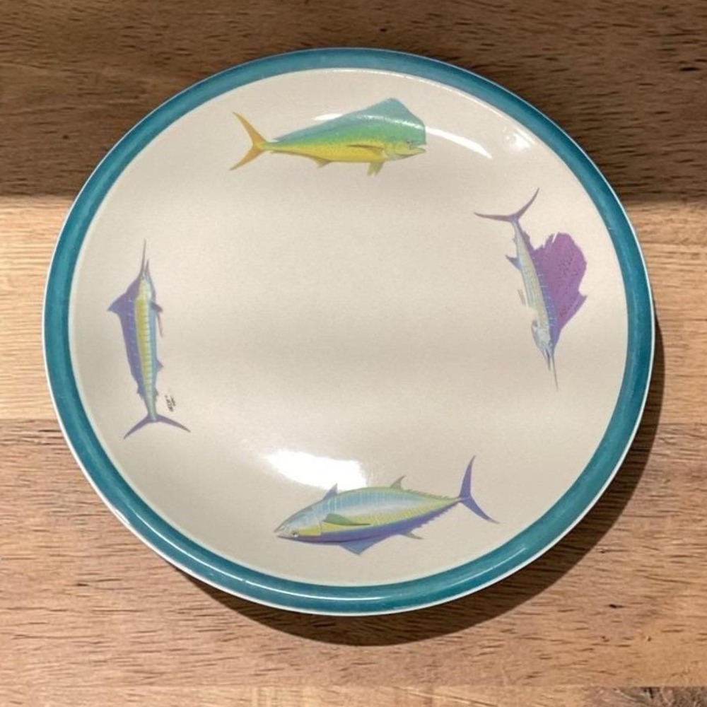 Angler's Expressions Geoff Hager Fish Dinner Plate, Vintage Fishing Design